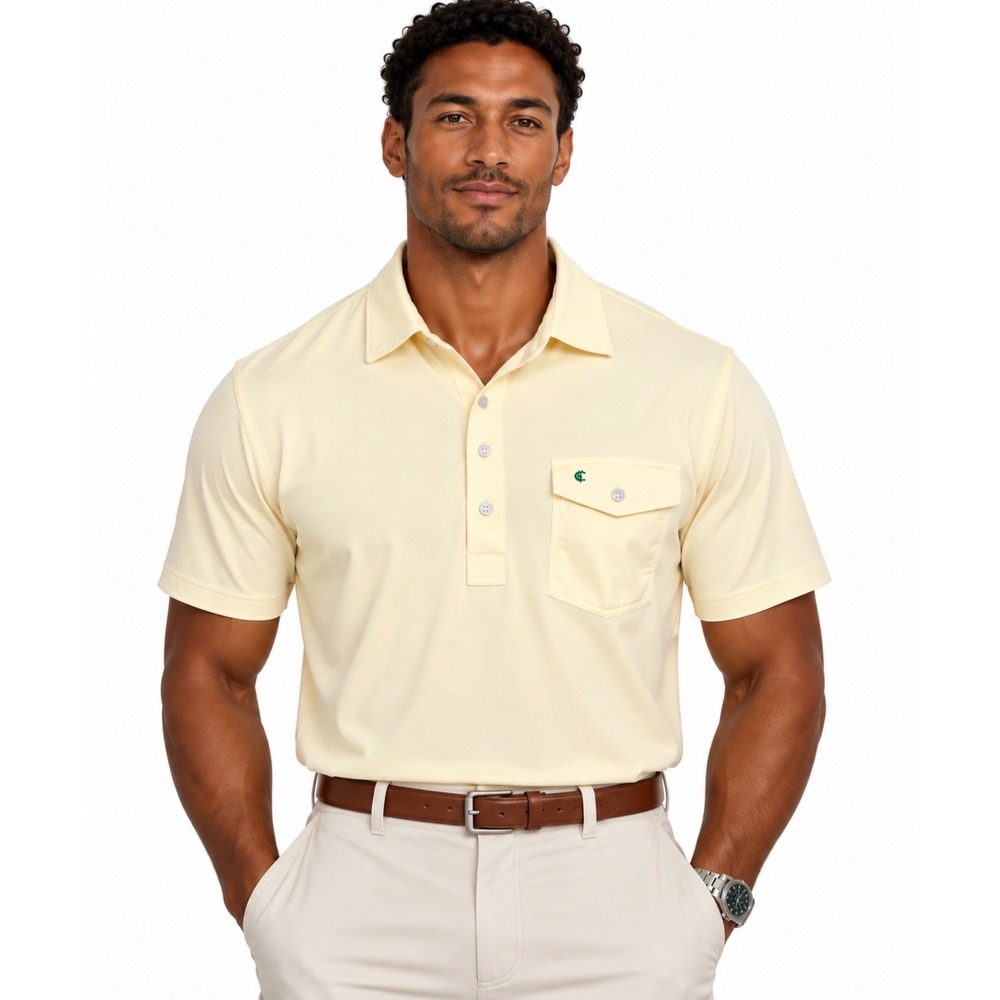 Criquet Performance Sport Players Polo The '86 Mens Size XL Pale Yellow Golf